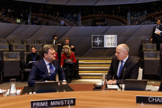 The Prime Minister of Moldova, Dorin Recean at a meeting of the North Atlantic Council chaired by NATO Deputy Secretary General, Mircea Geoană